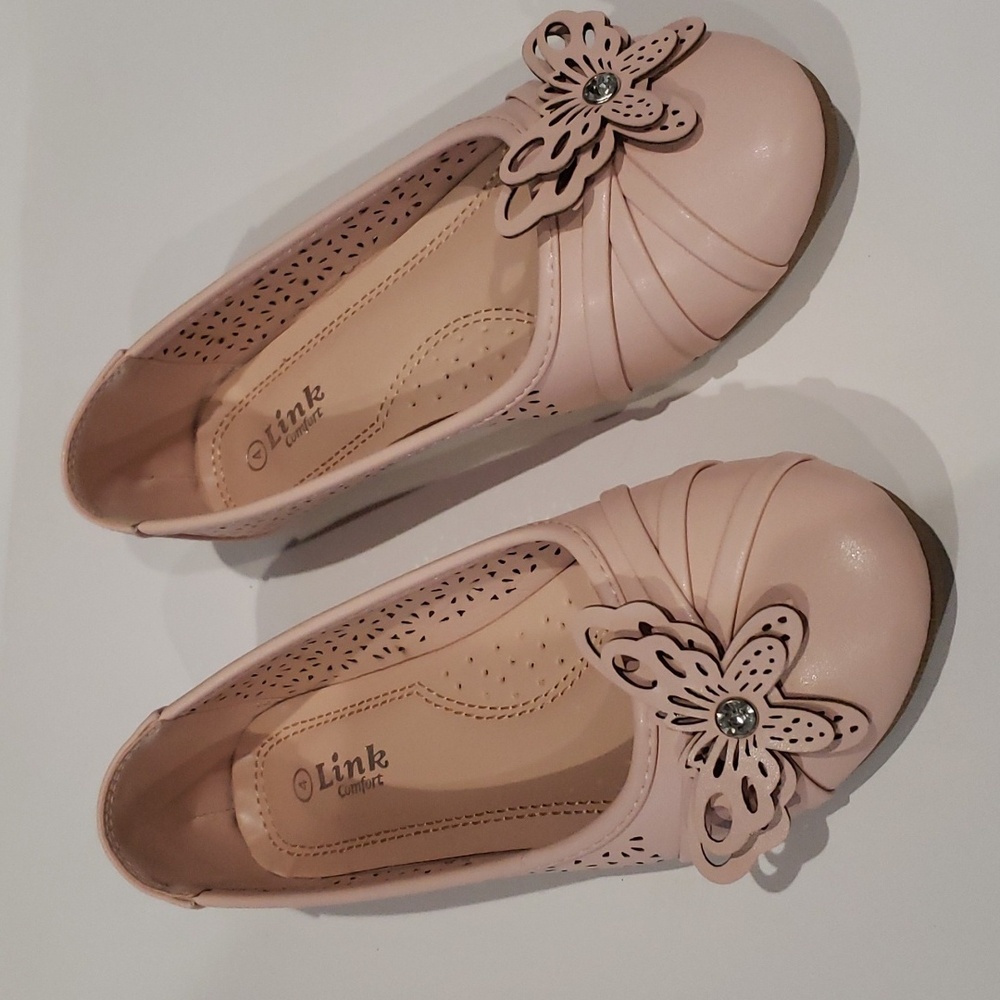 Girls ballet flats - Pink with Butterfly